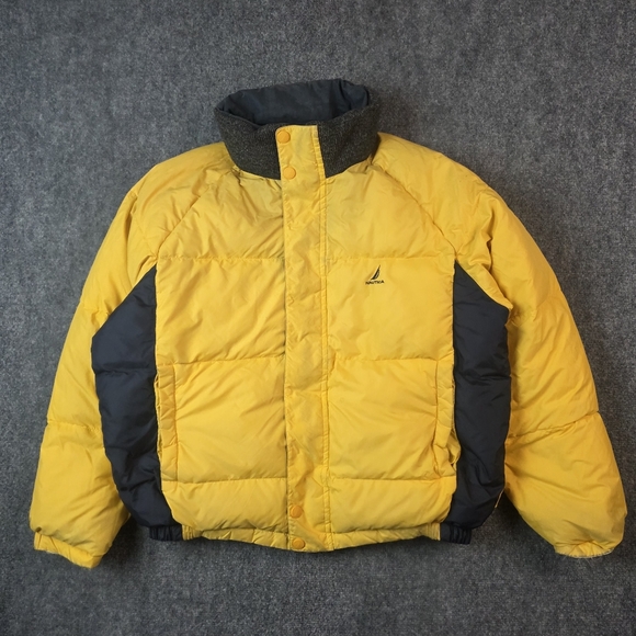 Vintage Nautica Reversible Puffer Jacket '90s Colorblock Down Coat L